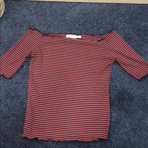 Navy and red striped off the shoulder top